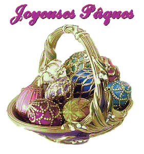 Gif animé joyeuses Pâques panier d'oeufs